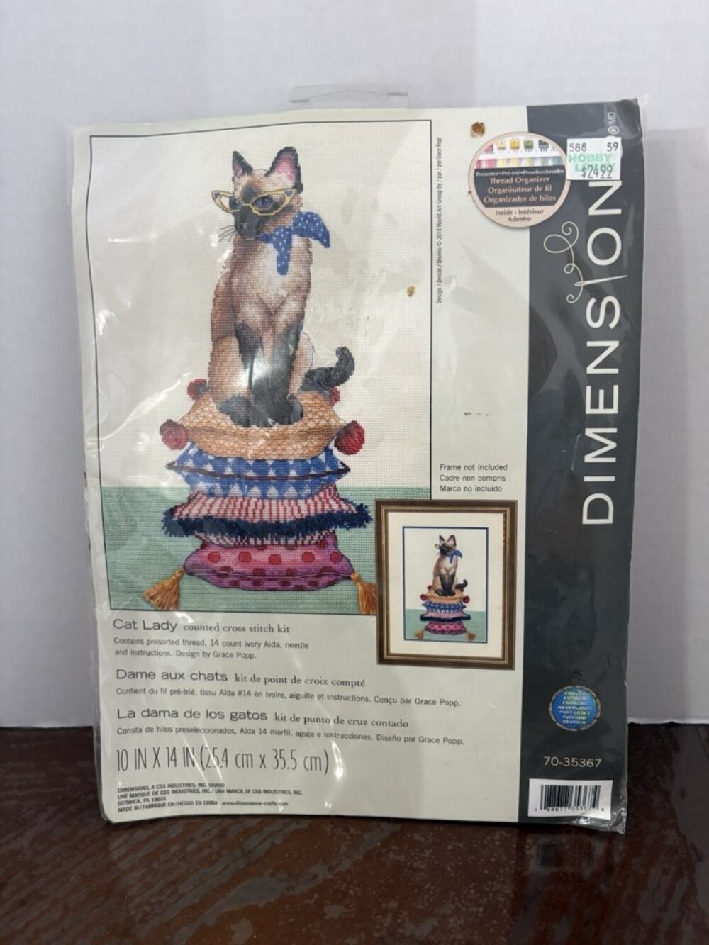 Counted Cross Stitch Kit Cat Lady #70-35367 Siamese Cat. Dimensions New